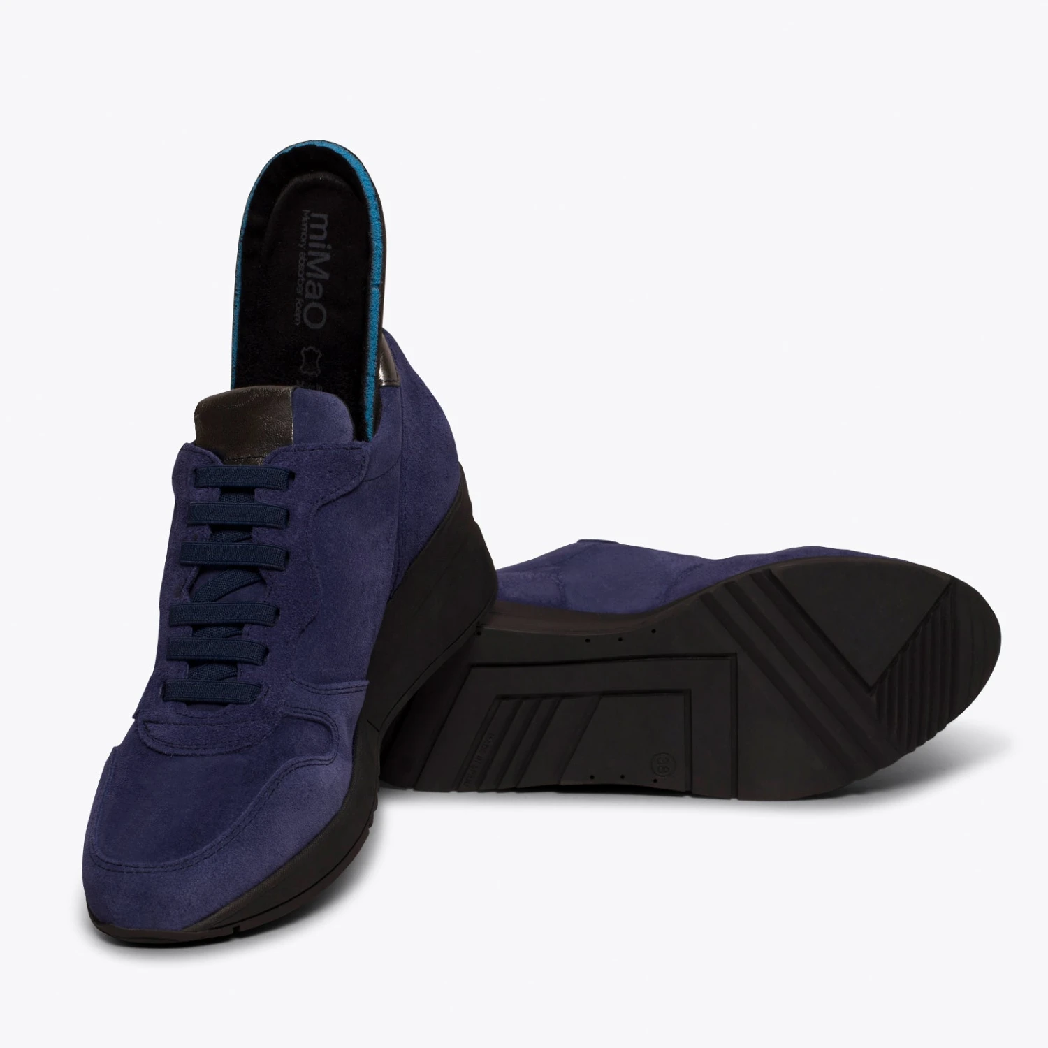 POP - Blucher Compensé En Cuir BLEU MARINE – Image 5