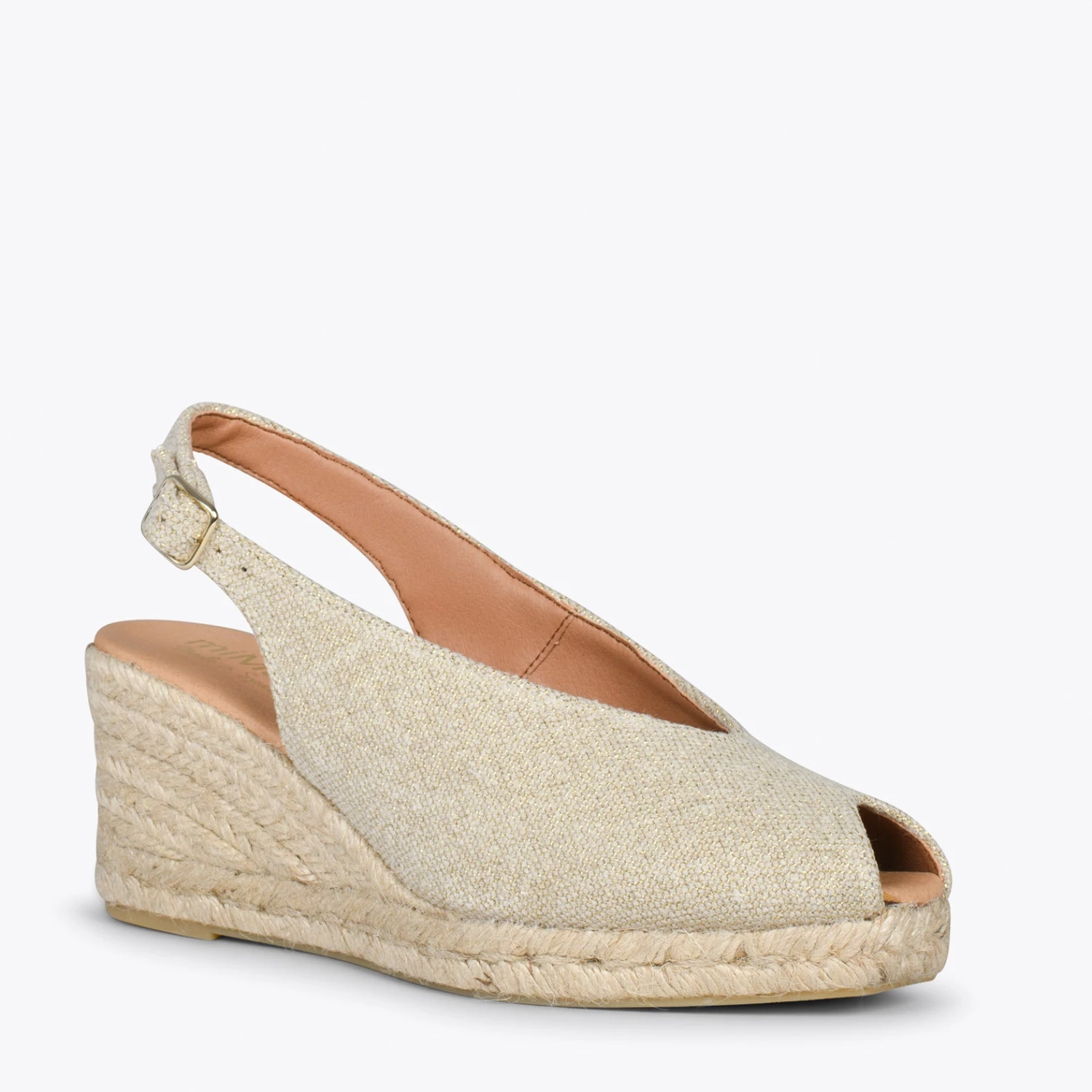 MOJACAR – Espadrilles à Bride Arrière En Lin DORÉ – Image 4