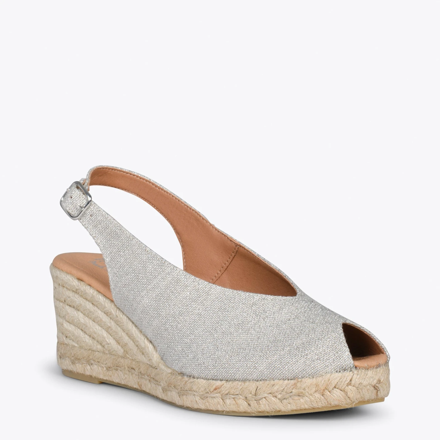 MOJACAR – Espadrilles à Bride Arrière En Lin ARGENTÉ – Image 4