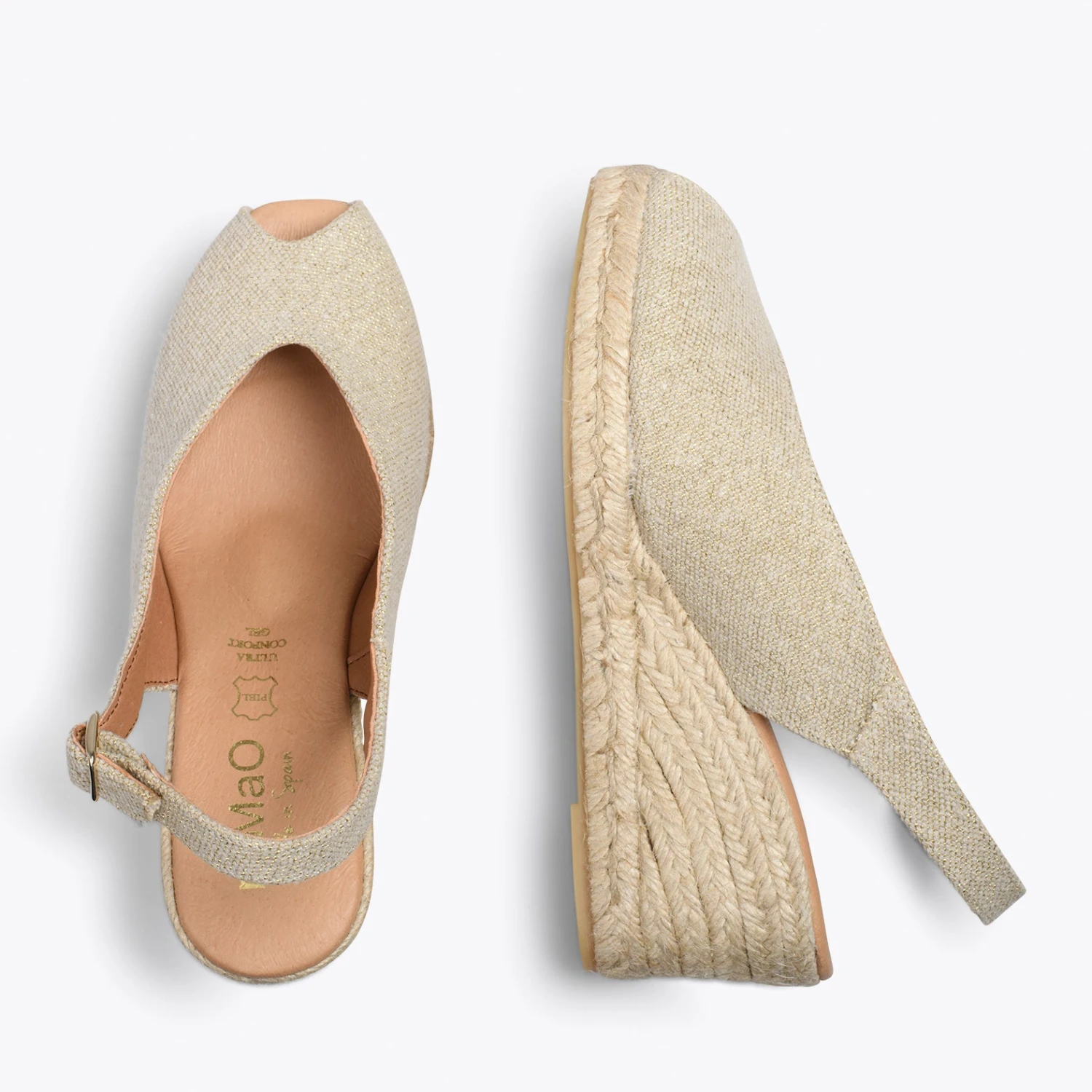 MOJACAR – Espadrilles à Bride Arrière En Lin DORÉ – Image 2