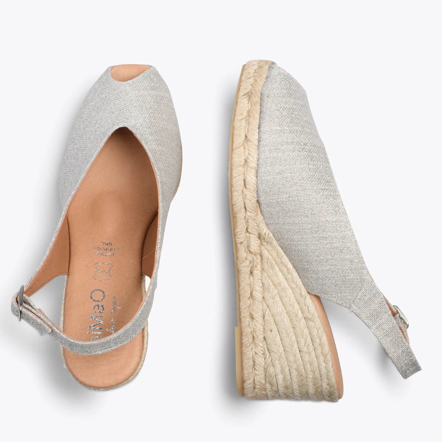 MOJACAR – Espadrilles à Bride Arrière En Lin ARGENTÉ – Image 2