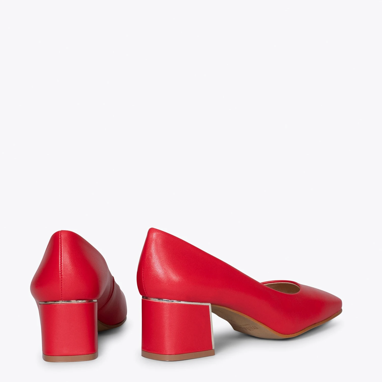 FEMME - Chaussures à Talon à Bout Carré ROUGE – Image 3