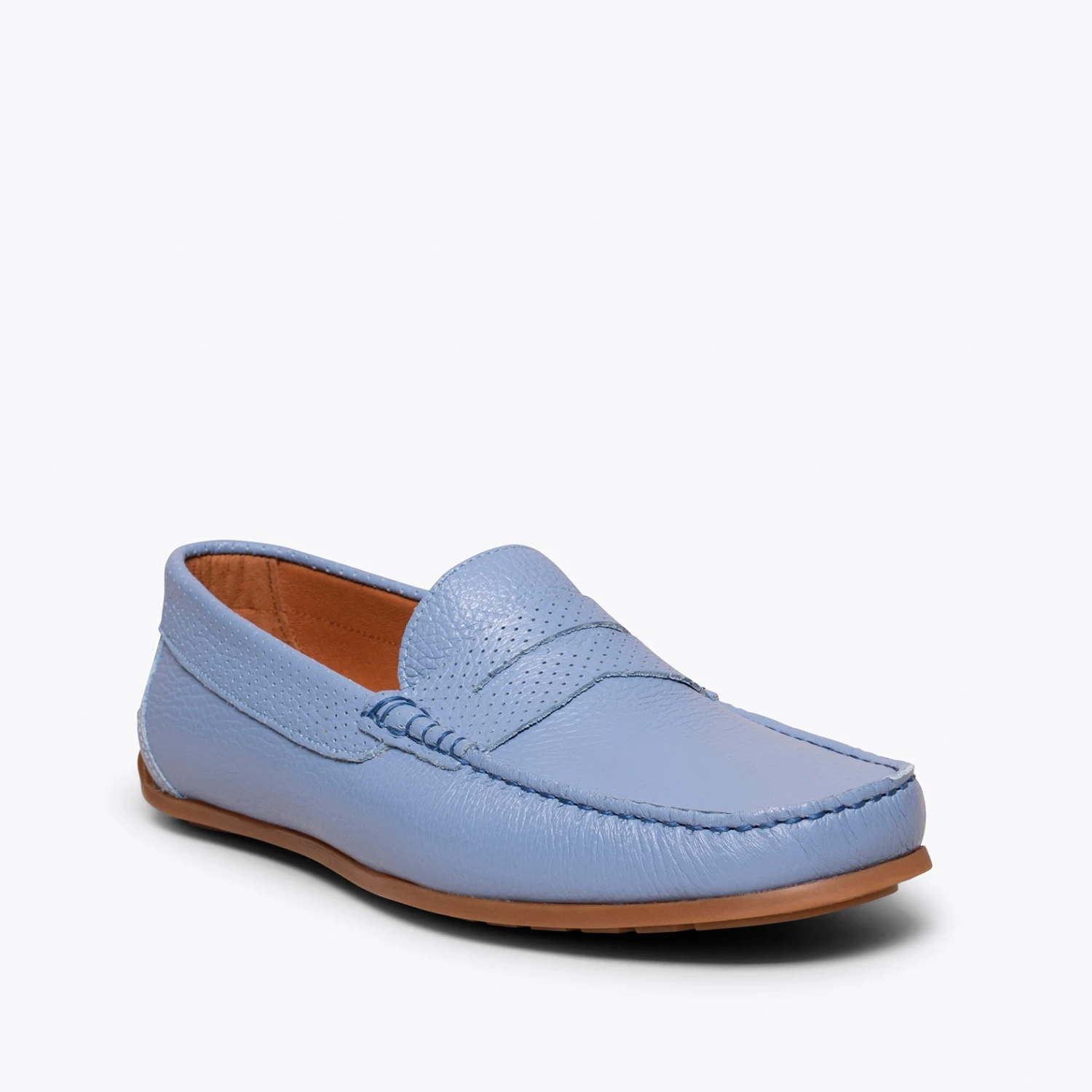 MOCASSIN - Mocassin En Cuir Décontracté Pour Homme BLEU CLAIR – Image 6