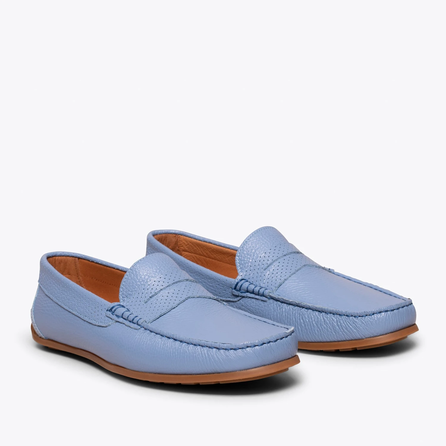 MOCASSIN - Mocassin En Cuir Décontracté Pour Homme BLEU CLAIR – Image 2