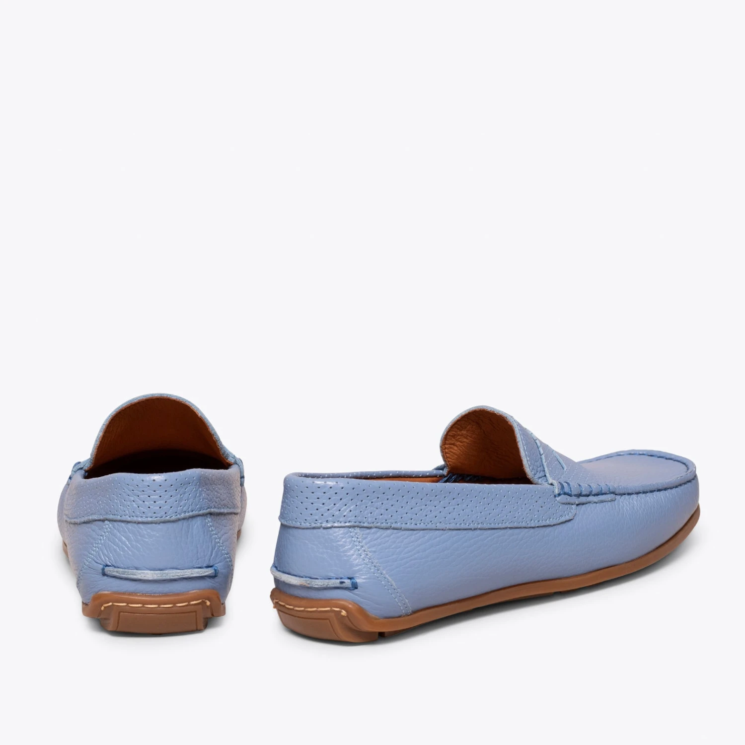 MOCASSIN - Mocassin En Cuir Décontracté Pour Homme BLEU CLAIR – Image 4