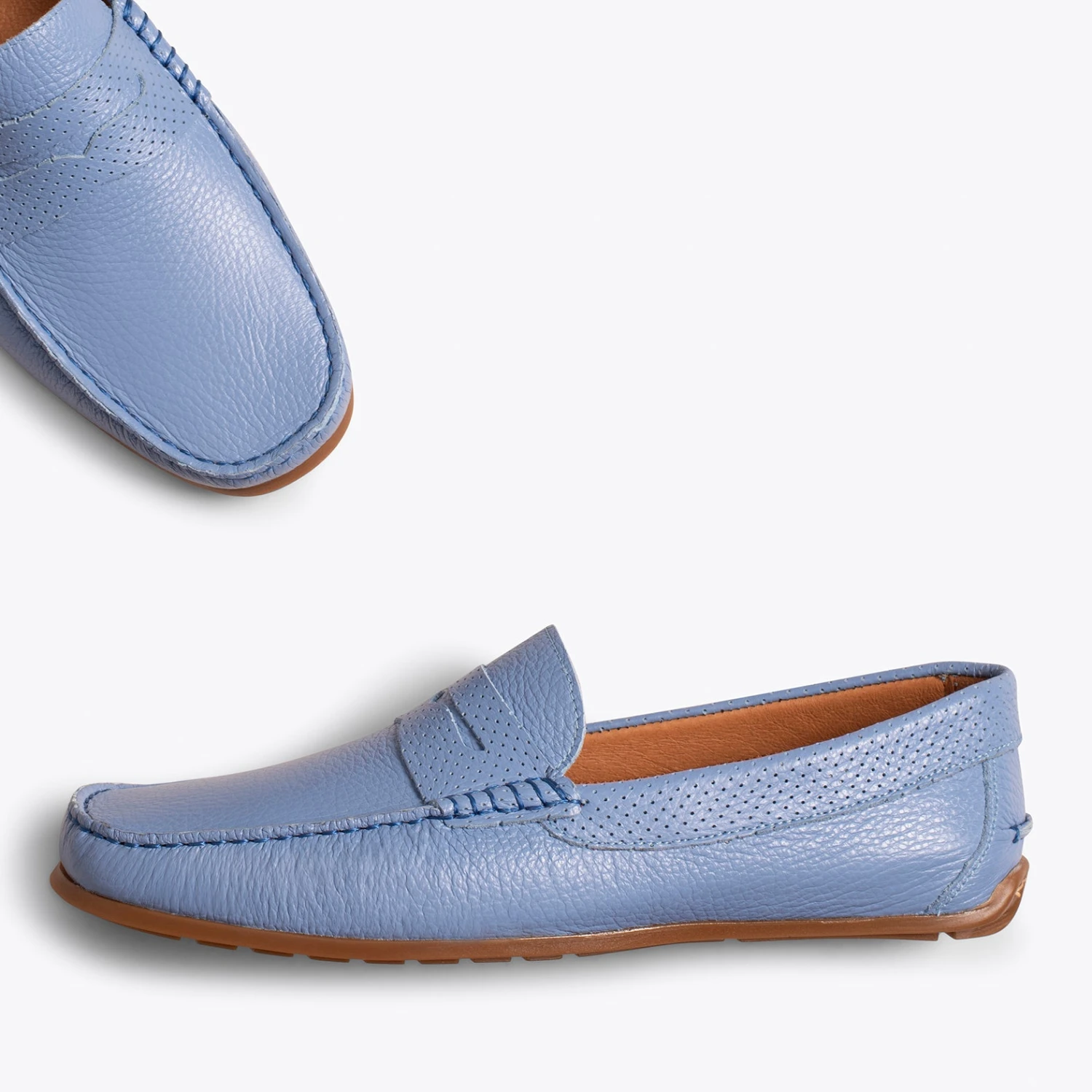 MOCASSIN - Mocassin En Cuir Décontracté Pour Homme BLEU CLAIR – Image 3