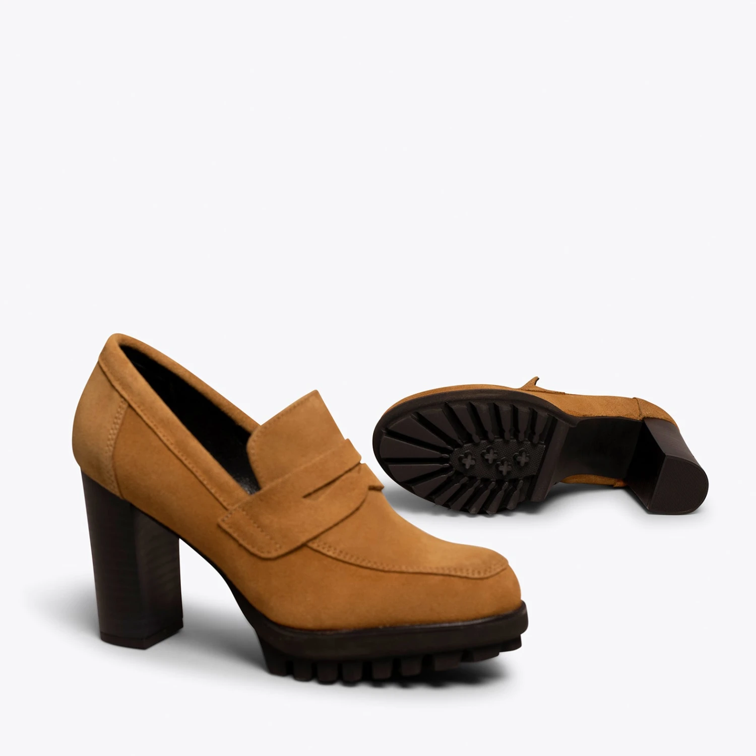 TREND - Mocassin à Talon Et Plateforme CAMEL – Image 5