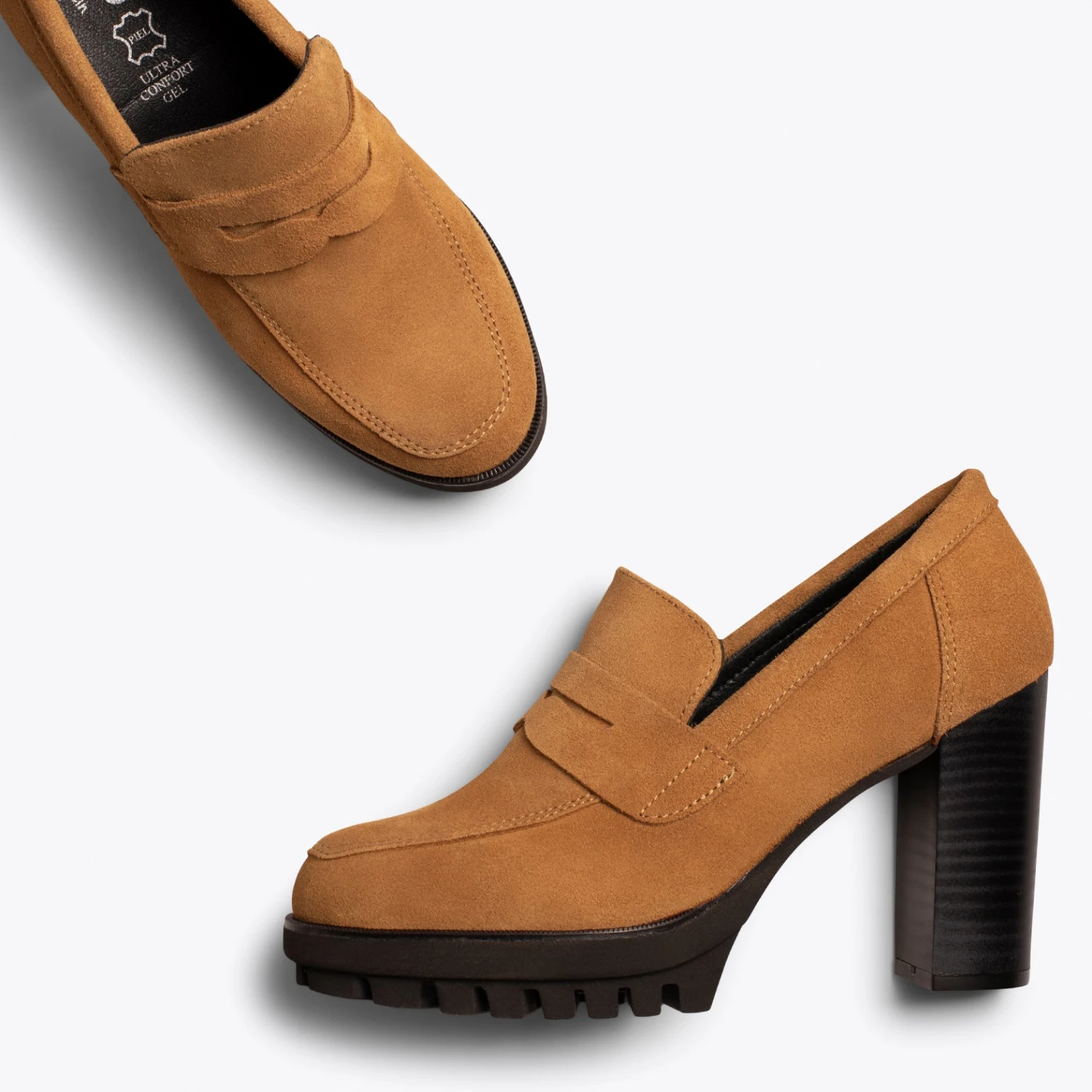 TREND - Mocassin à Talon Et Plateforme CAMEL – Image 2