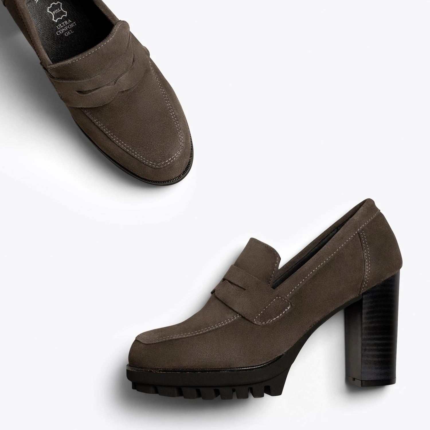 TREND - Mocassin à Talon Et Plateforme TAUPE – Image 2