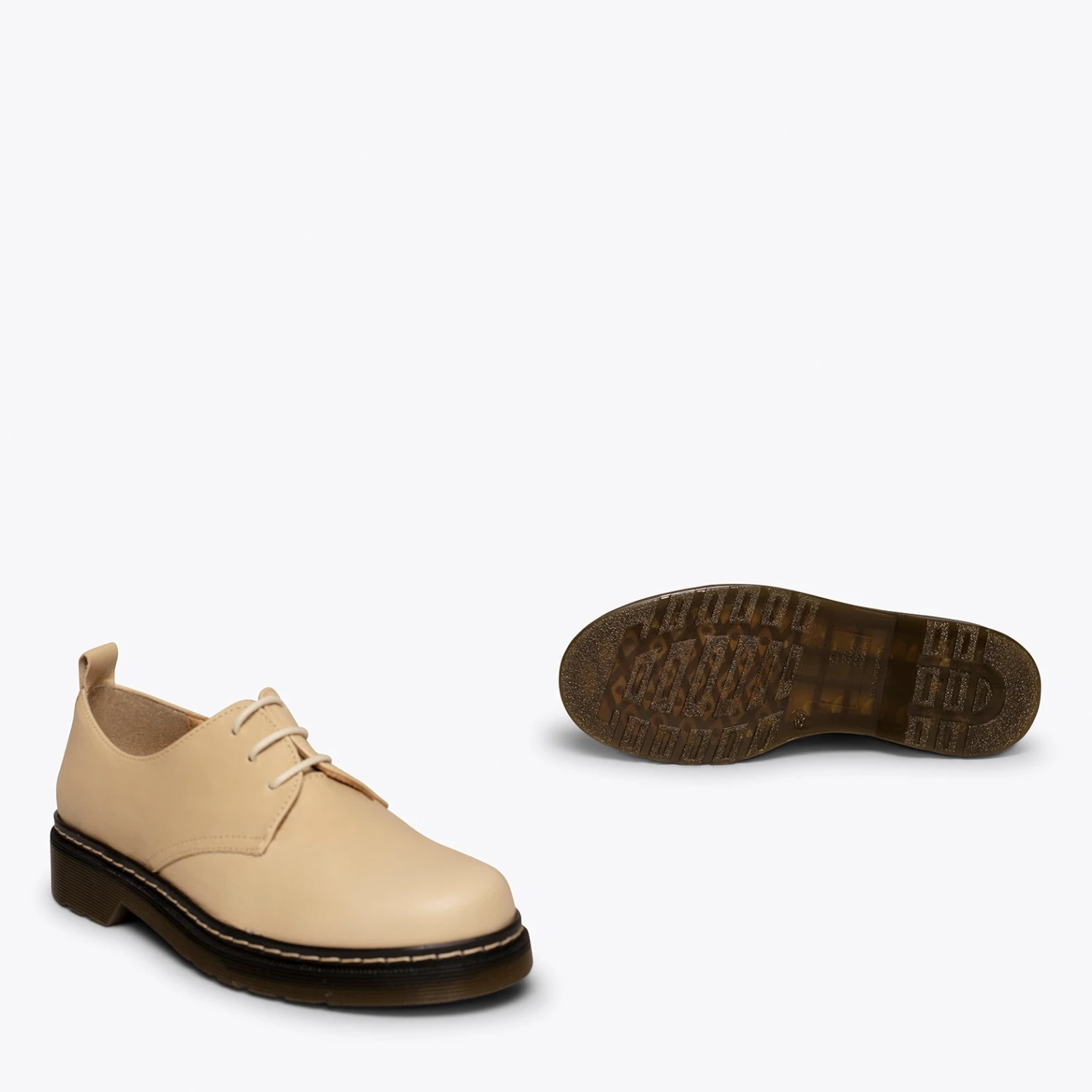 ANGLAIS- Chaussure à Lacets Pour Femme BEIGE – Image 6