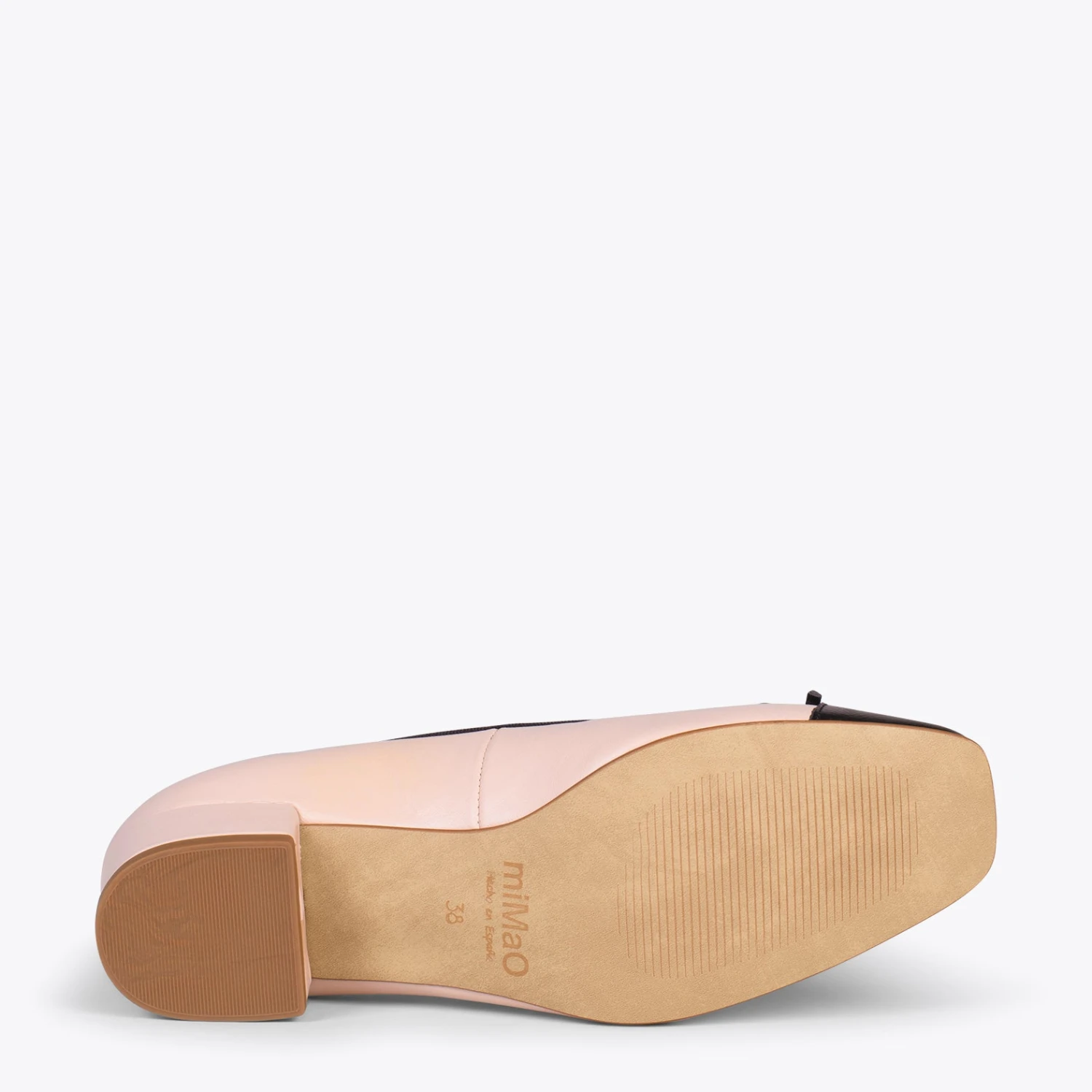 GLAMOUR – Ballerines En Cuir Avec Talon Haut Et Bout En Vernis NUDE – Image 5