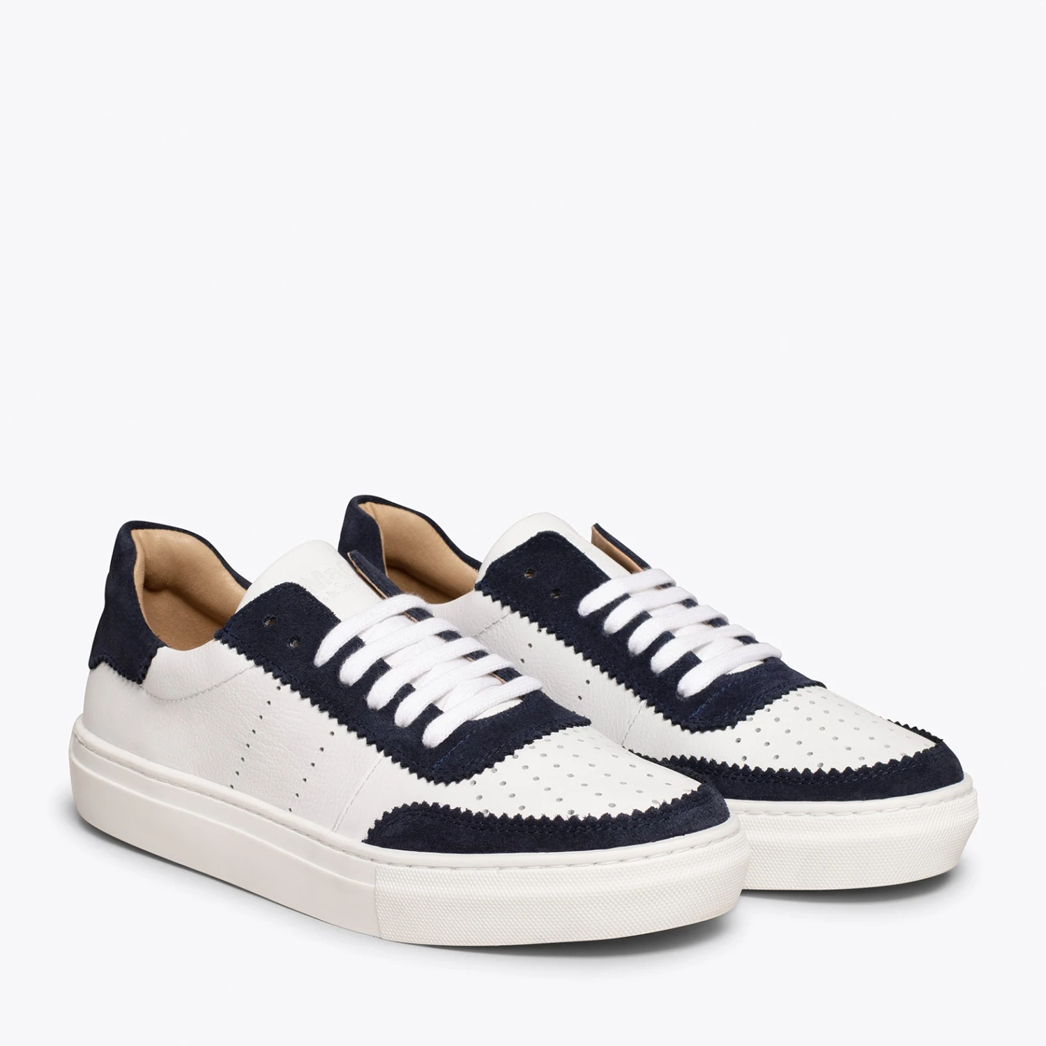 ROLLER - Sneakers Pour Femme Blanches Feston BLEU MARINE – Image 2