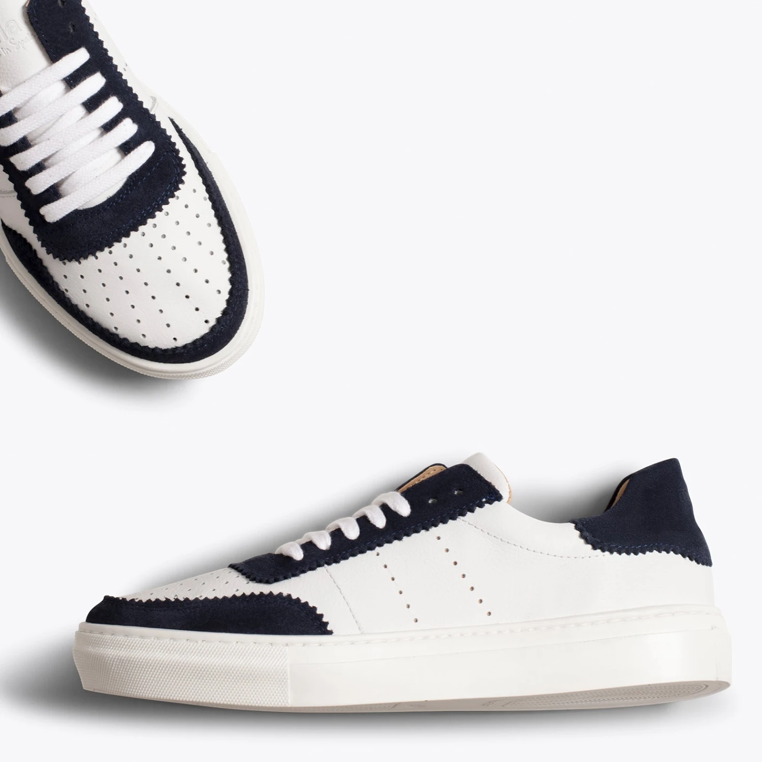 ROLLER - Sneakers Pour Femme Blanches Feston BLEU MARINE – Image 3