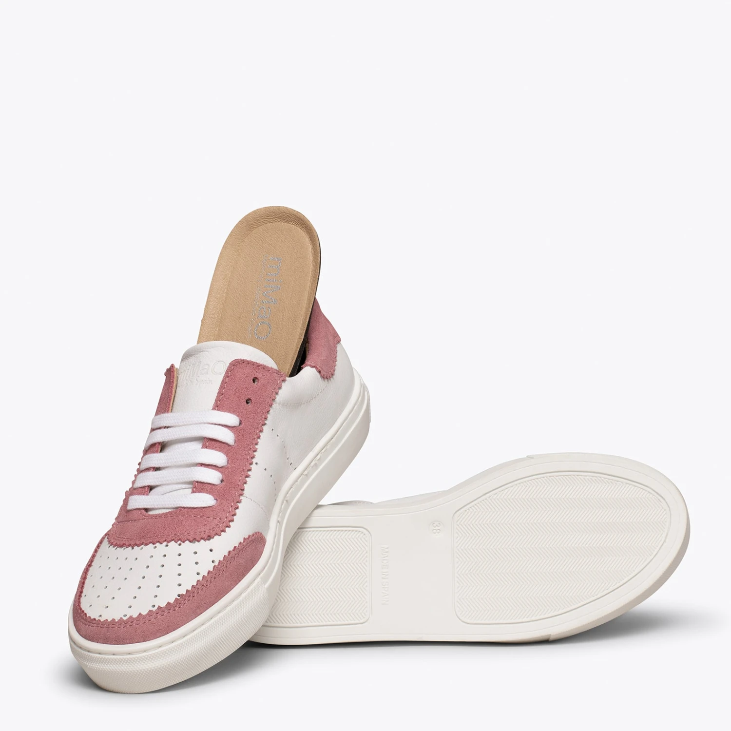 ROLLER - Sneakers Pour Femme Blanches Feston ROSE – Image 6