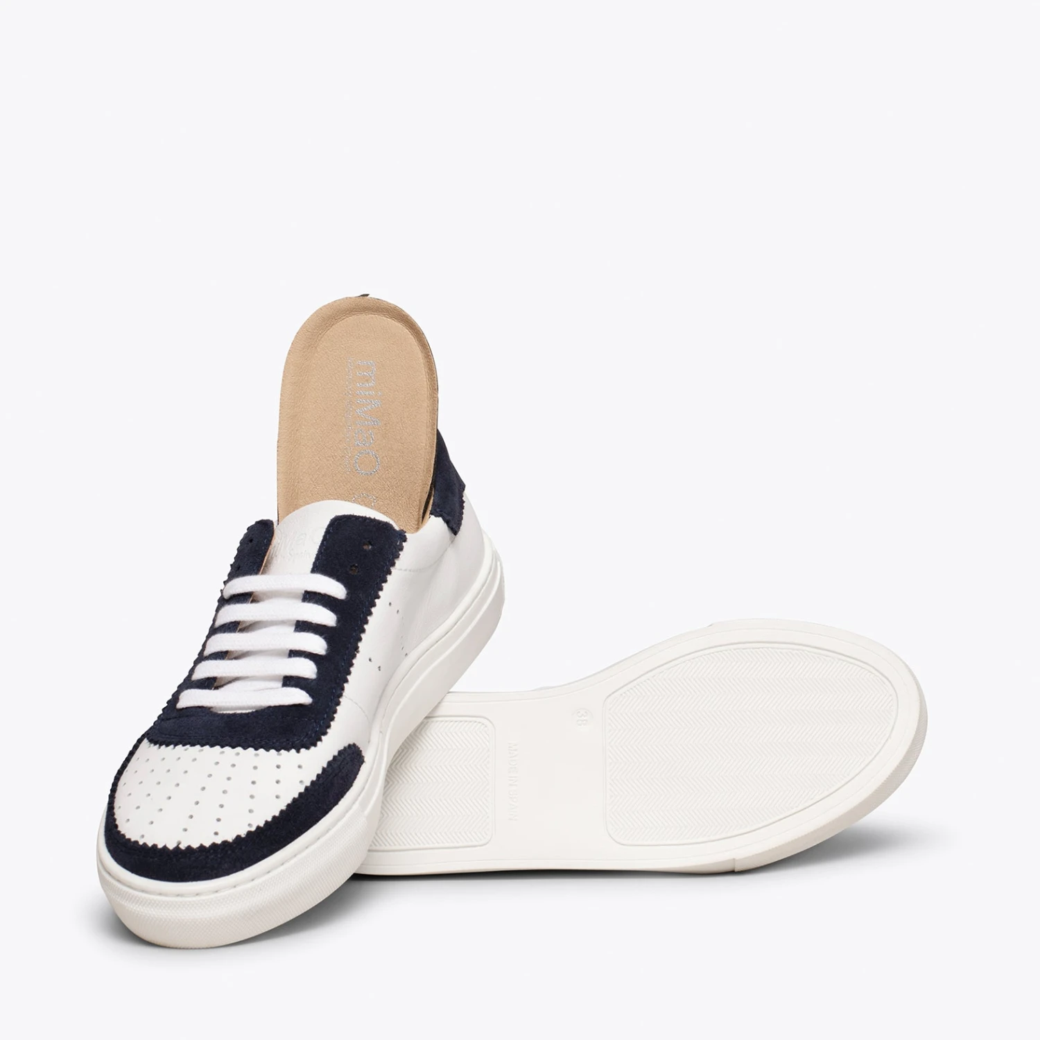 ROLLER - Sneakers Pour Femme Blanches Feston BLEU MARINE – Image 6