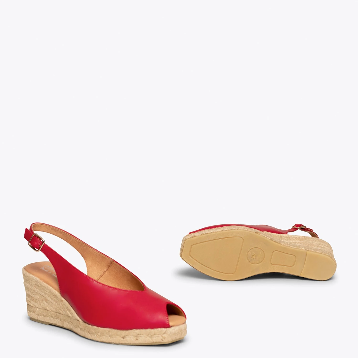 MOJÁCAR - Espadrilles Compensées ROUGE Talon Ouvert – Image 6