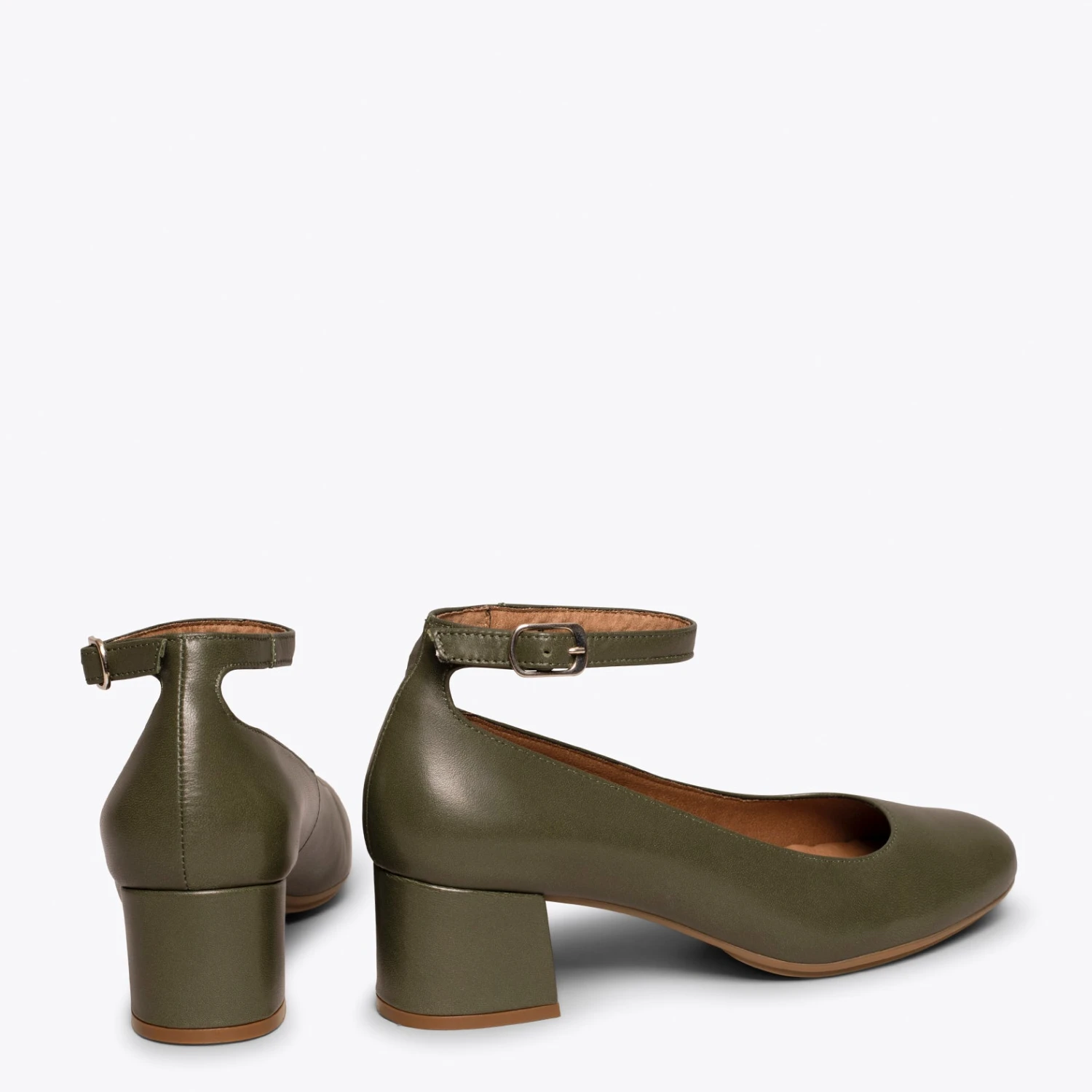 BRACELET - Chaussures à Talon Large Avec Bracelet KAKI – Image 3