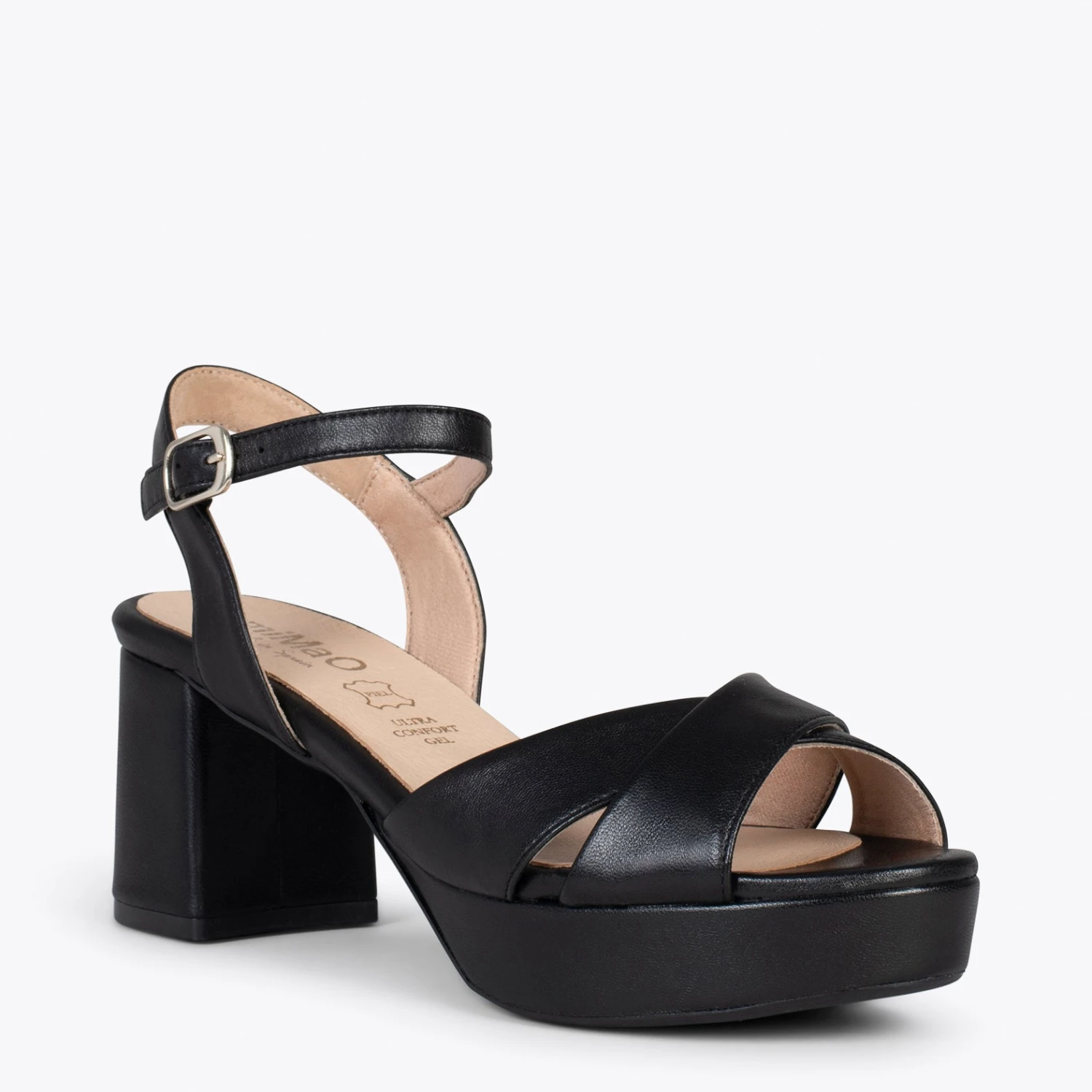 CERDEÑA – Sandales à Talon Large Et Plateforme NOIR – Image 4