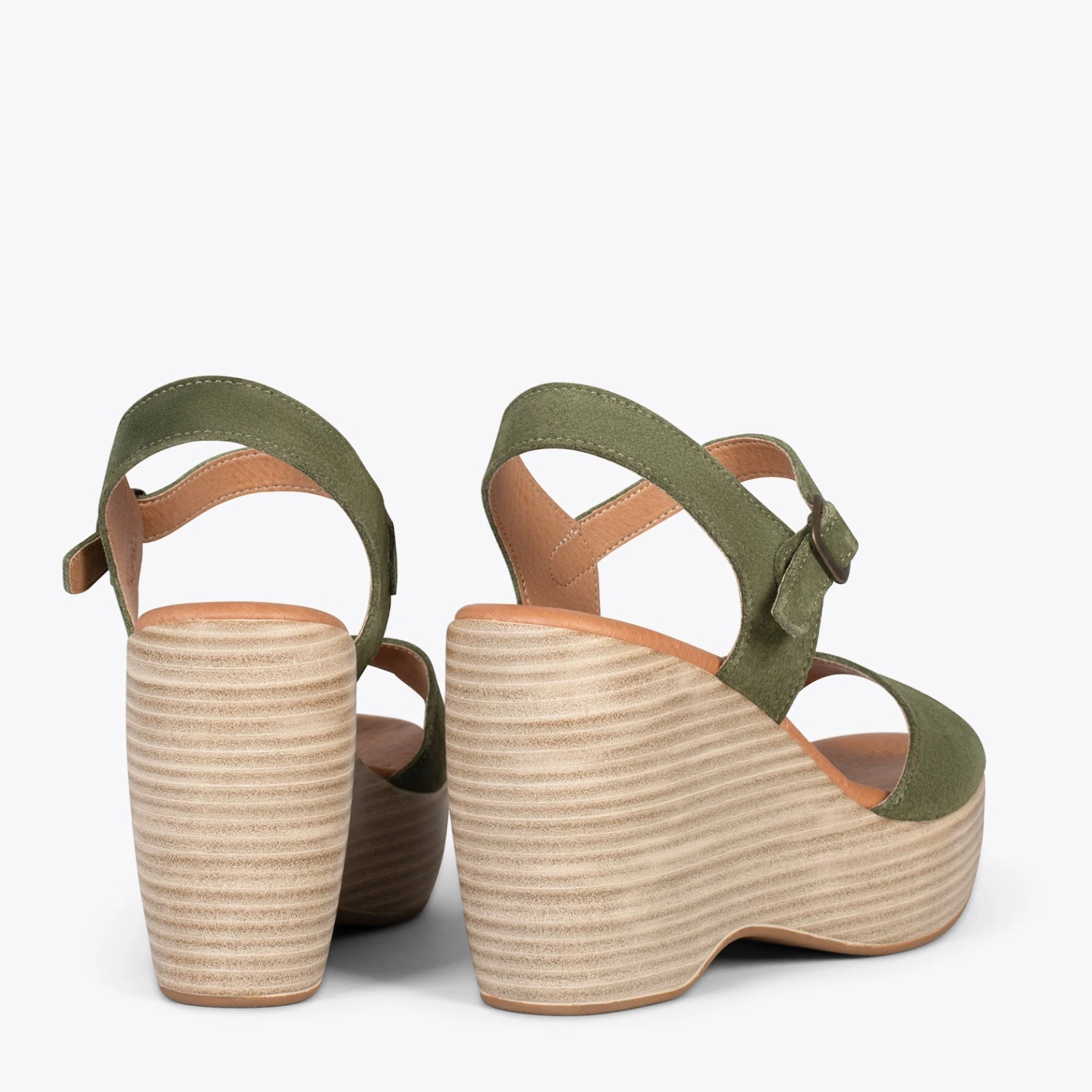 SIDNEY – Sandales Compensées Simples Effet Bois VERT – Image 3