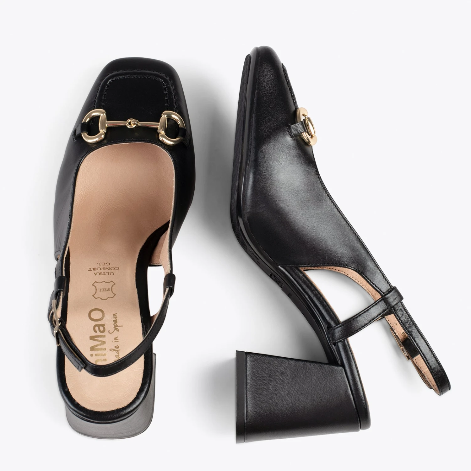 MIA À BRIDE ARRIÈRE – Slingback à Talon Large NOIR – Image 2