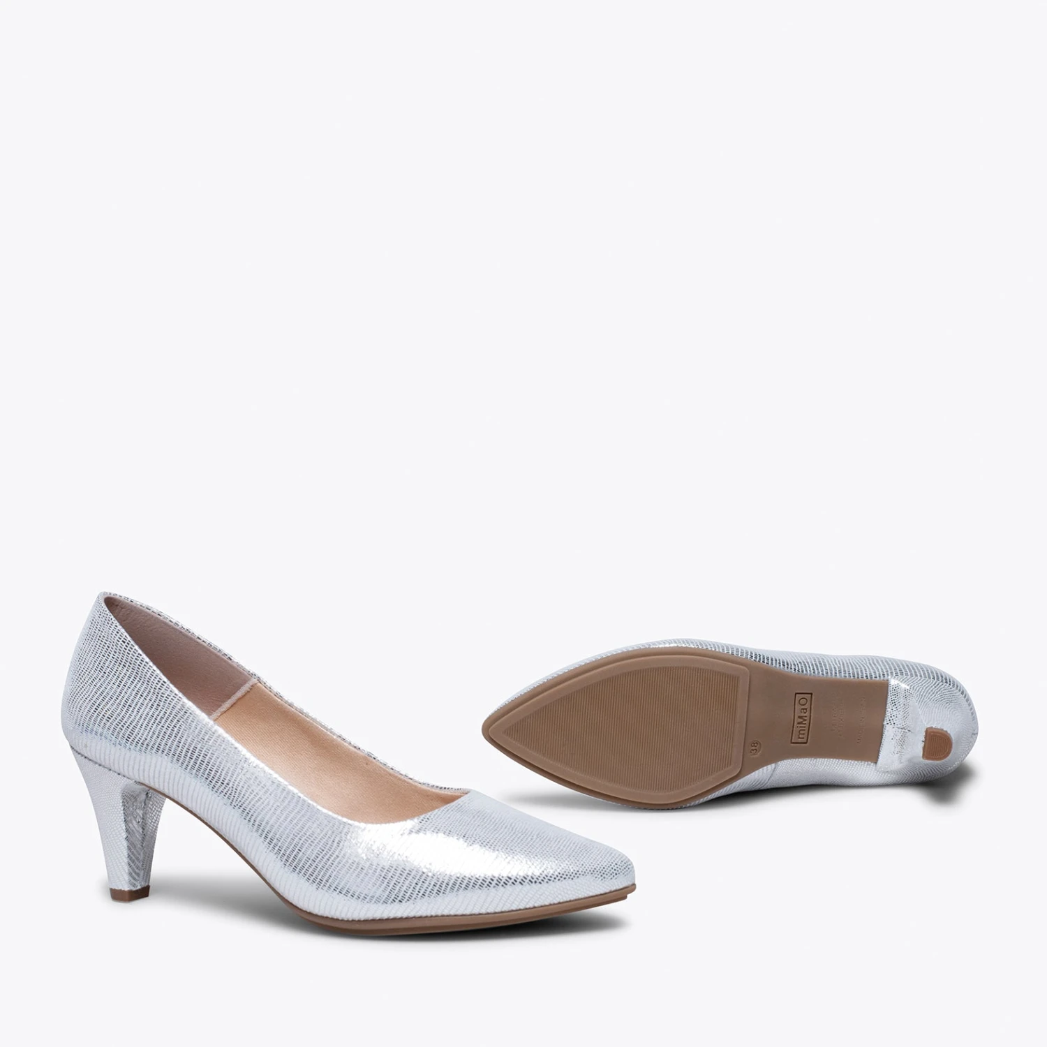 URBAN DIAMOND- Chaussure à Talon En Cuir Métallisé ARGENTÉ – Image 5