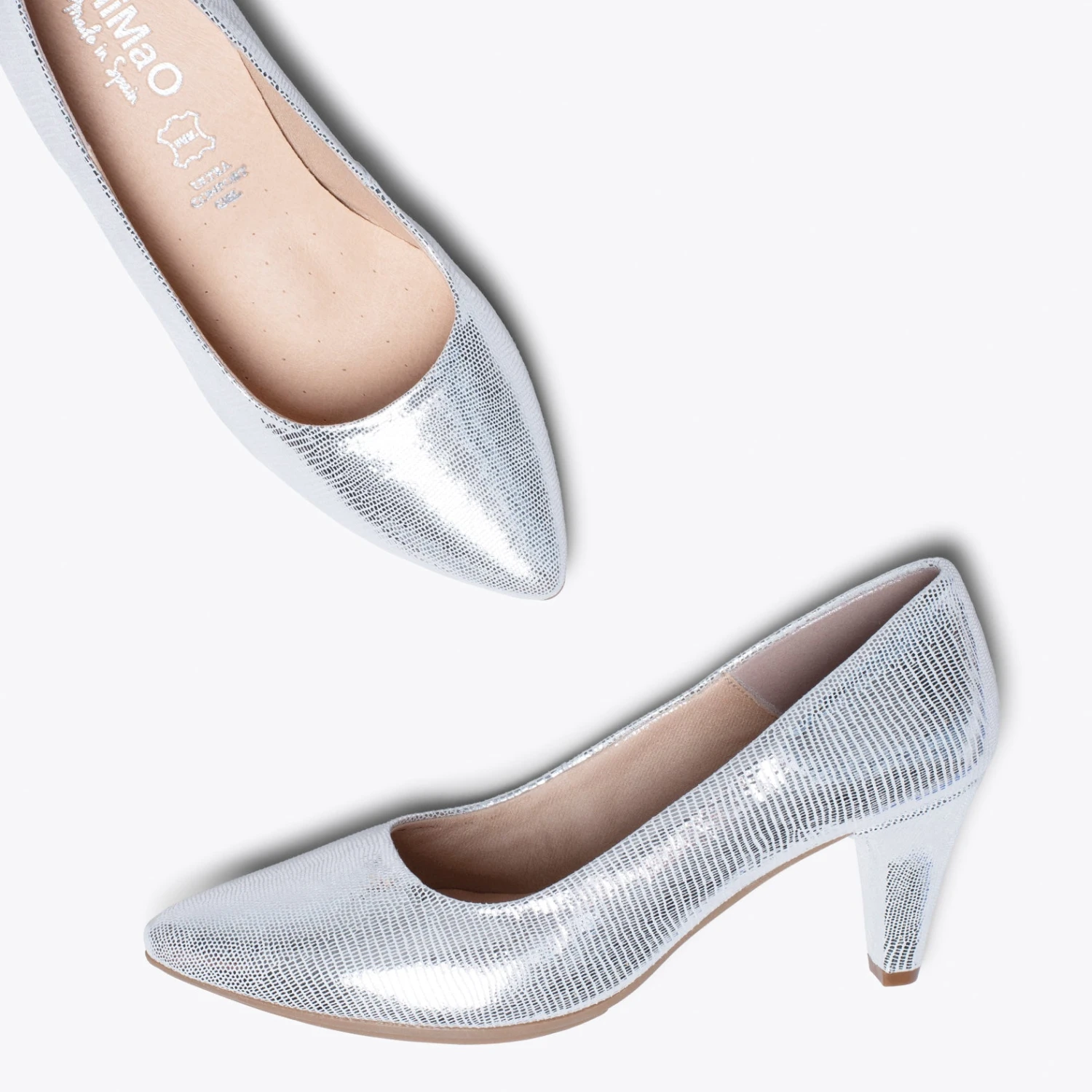 URBAN DIAMOND- Chaussure à Talon En Cuir Métallisé ARGENTÉ – Image 3