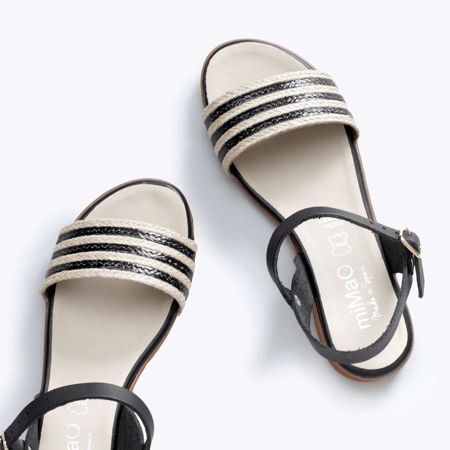 CERES - Sandales Plates Métallisées NOIR – Image 2