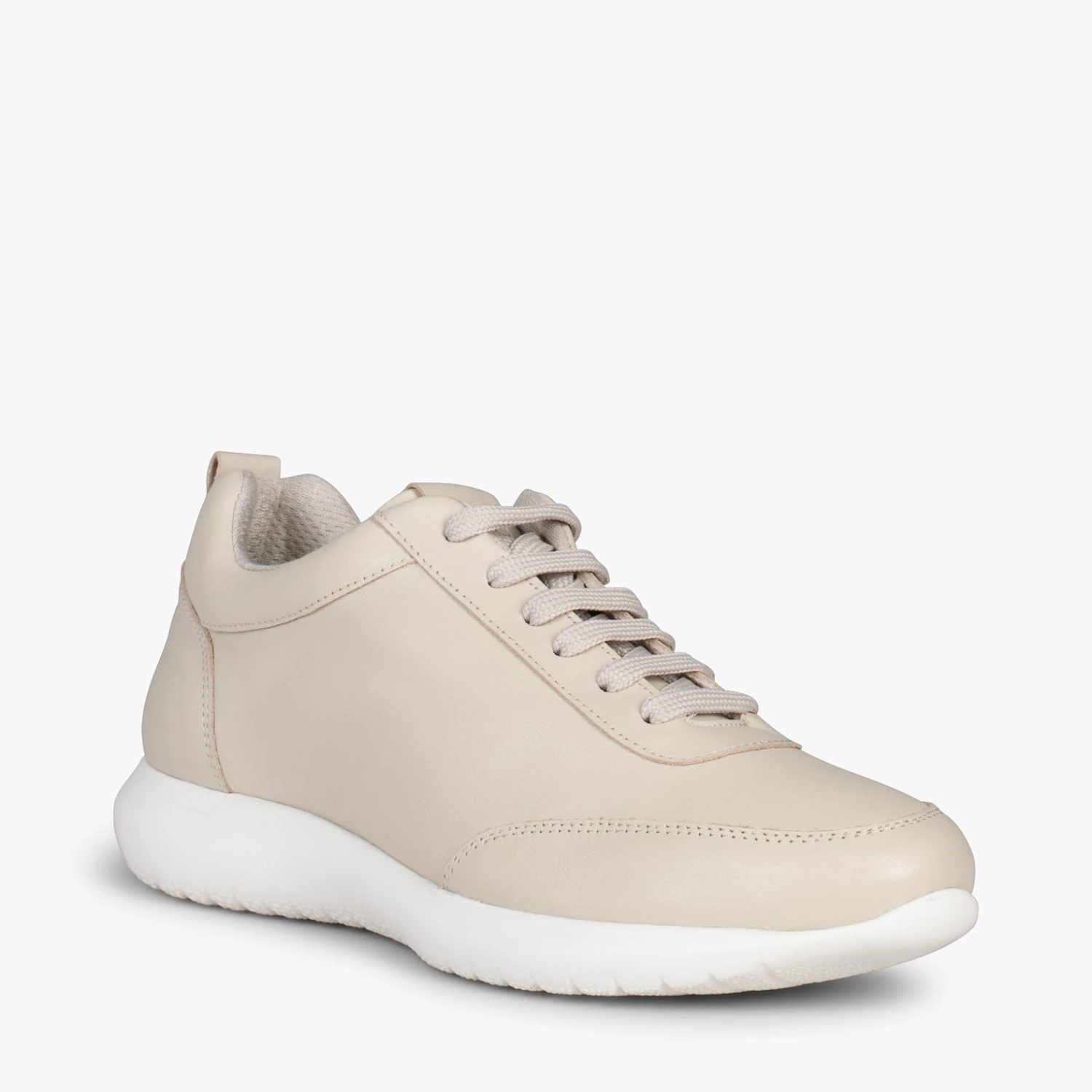 MIAMI – Baskets En Cuir Nappa à Lacets BEIGE – Image 4