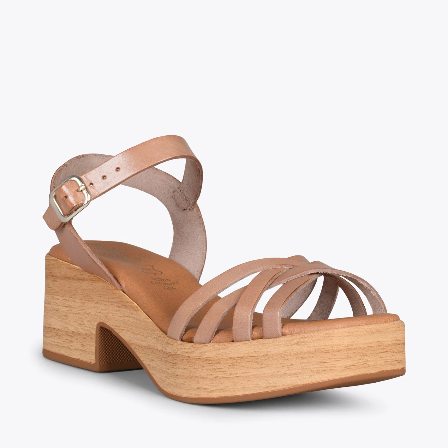 WOOD – Sandales Multibrides Imitation Bois TAUPE – Image 4