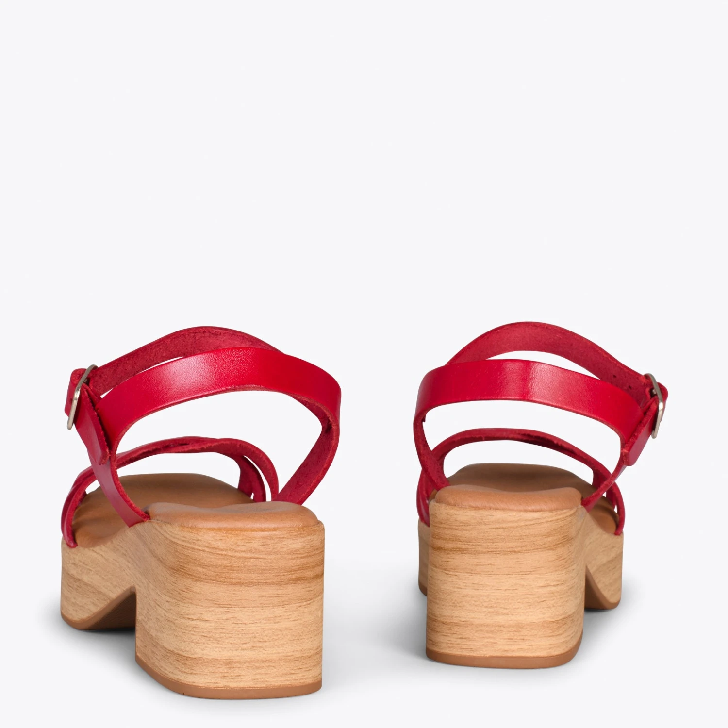 WOOD – Sandales Multibrides Imitation Bois ROUGE – Image 3