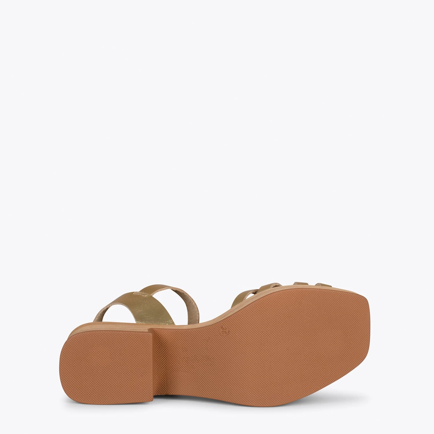 WOOD – Sandales Multibrides Imitation Bois DORÉ – Image 5