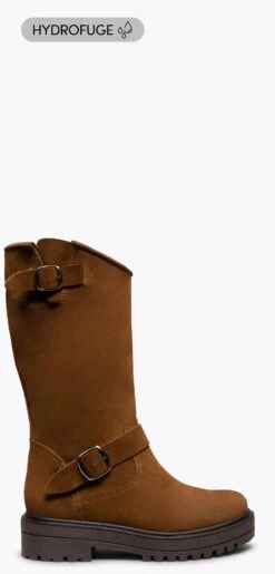 RAIN - Botte Haute CAMEL Avec Plateforme