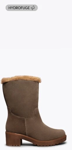 POLAIRE - Botte Hydrofuge TAUPE à Talon