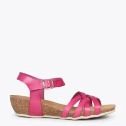 HANAE – Sandales BIO Multibrides Croisées FUCHSIA