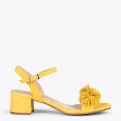 ZINNIA – Sandales De Soirée Décorées De Fleurs JAUNE