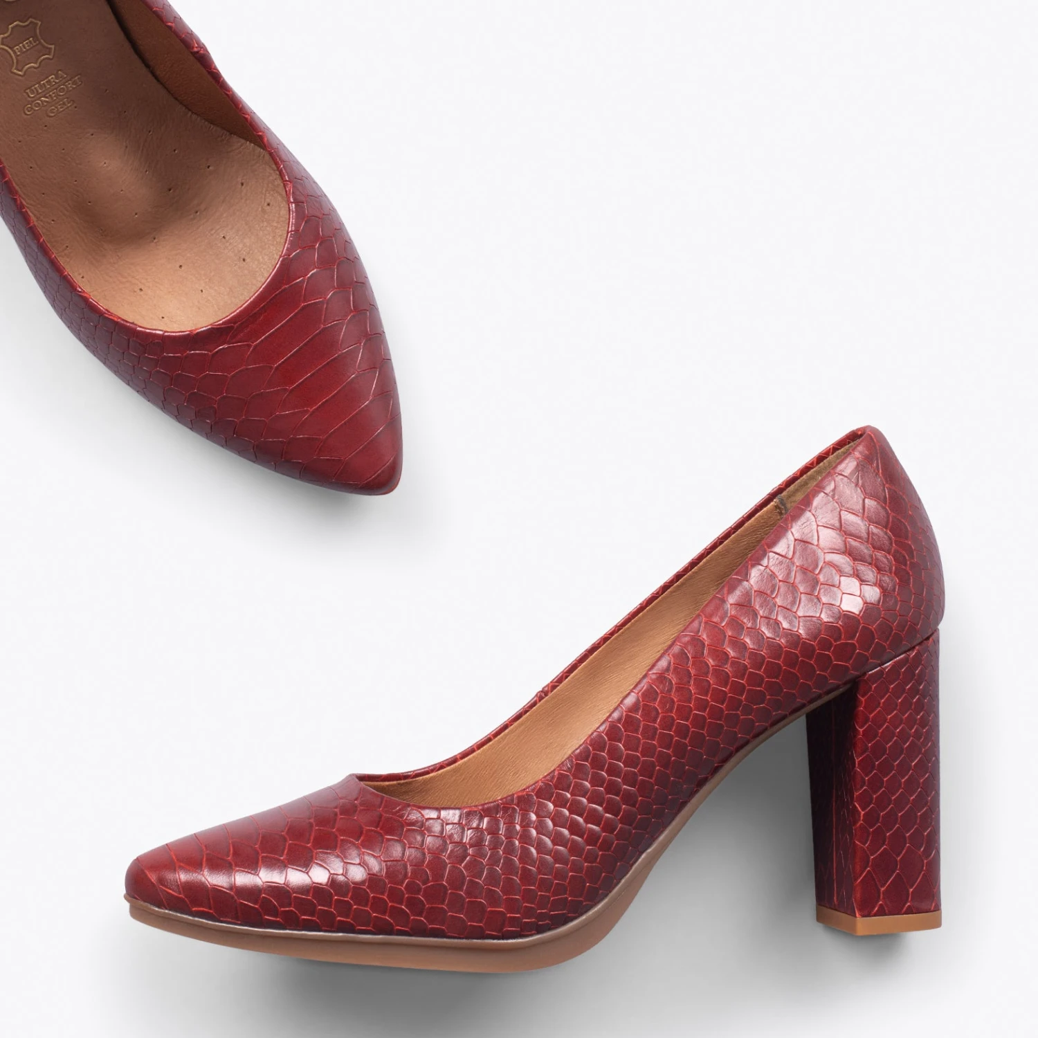 URBAN SAUVAGE – Escarpins Imprimé Serpent BORDEAU – Image 2