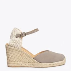 NERJA - Espadrilles Talon Haut En Daim GRIS
