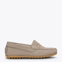 MOCCASÍN - Mocassins GRIS Pour Enfants En Cuir