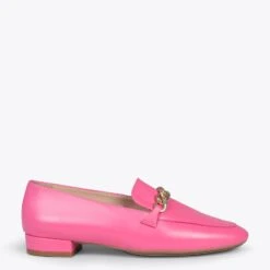 CHAIN – Mocassins En Cuir Pour Femme FUCHSIA