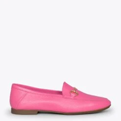 STYLE – Mocassins En Cuir Avec Détail Métallique ROSE CHEWING-GUM