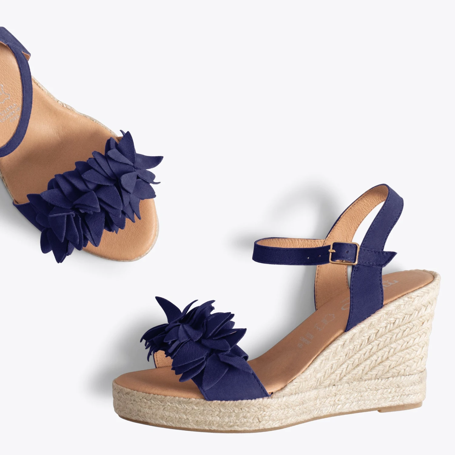 ZAHARA - Espadrilles Hautes Avec Fleurs BLEU MARINE – Image 2