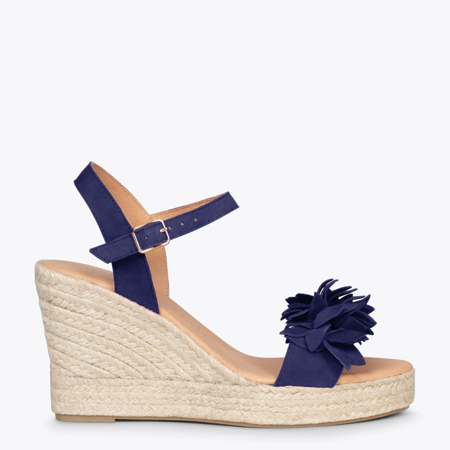 ZAHARA - Espadrilles Hautes Avec Fleurs BLEU MARINE