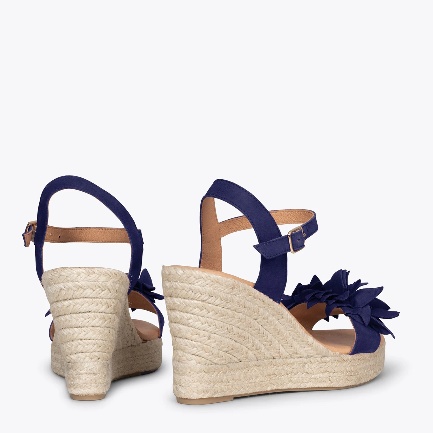 ZAHARA - Espadrilles Hautes Avec Fleurs BLEU MARINE – Image 3