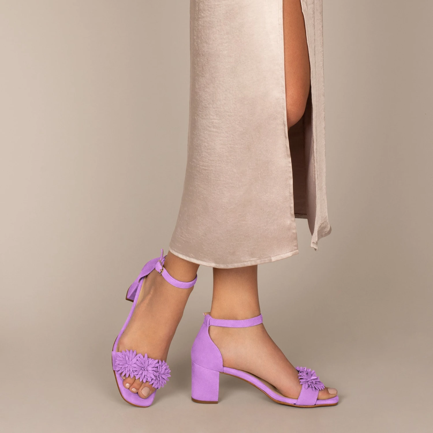 ZINNIA - Sandales De SoirĂ©e Avec Fleurs MAUVE â Image 6