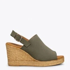 ZENIA - Sabot Compensé Espadrille KAKI