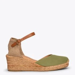 ALTEA - Espadrilles à Semelle Compensée En Cuir KAKI