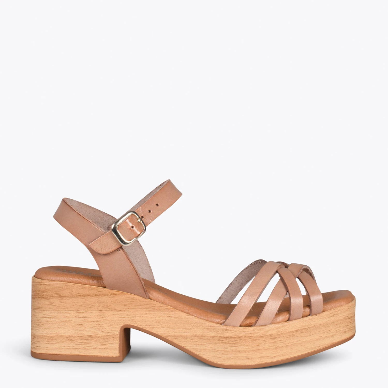 WOOD – Sandales Multibrides Imitation Bois TAUPE