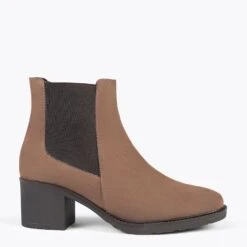 TEEN – Bottines à Talon Large TAUPE