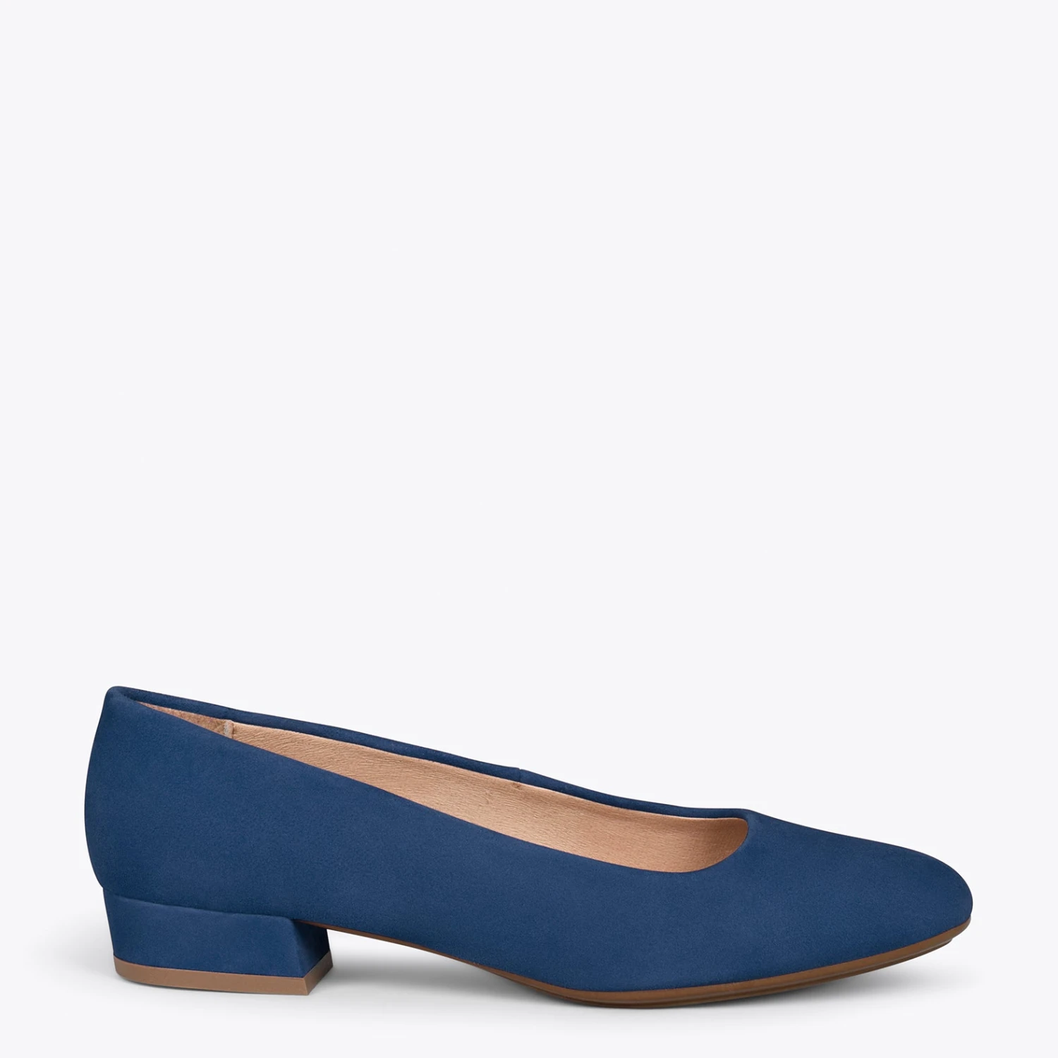 URBAN XS – Chaussures à Talon Bas En Cuir Daim BLEU MARINE