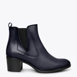 LONDON - Bottines BLEU MARINE Ă Talon Style Chelsea